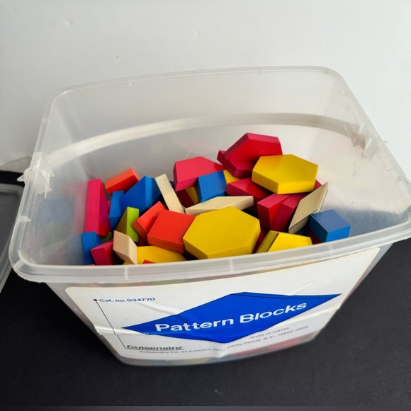 Vintage 208-pc Cuisenaire Wood Pattern Blocks Original Bucket Art Geometry Math - Picture 3 of 6